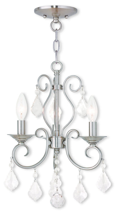 Livex Lighting 50763-91 Three Light Mini Chandelier/Ceiling Mount, Brushed Nickel