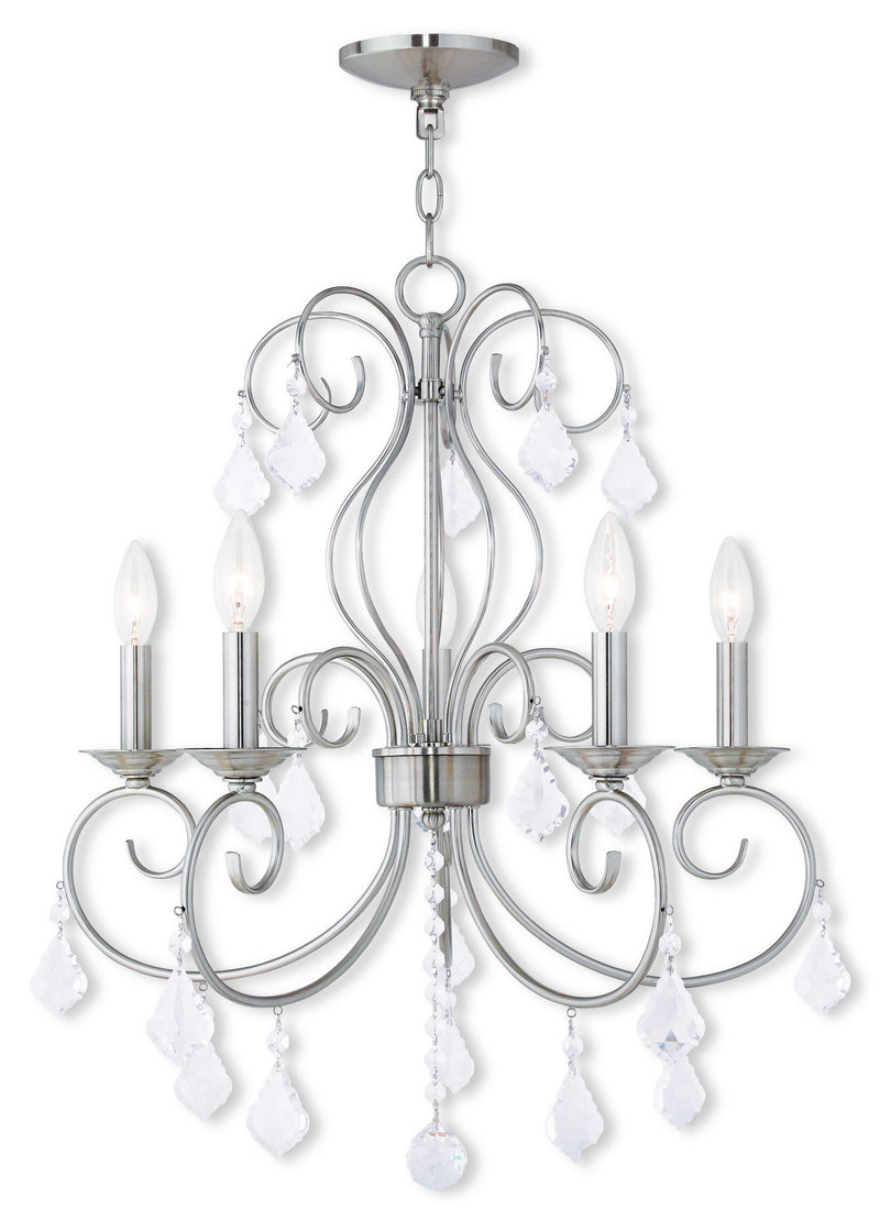 Livex Lighting 50765-91 Five Light Chandelier, Brushed Nickel