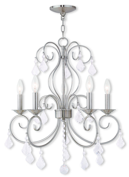 Livex Lighting 50765-91 Five Light Chandelier, Brushed Nickel