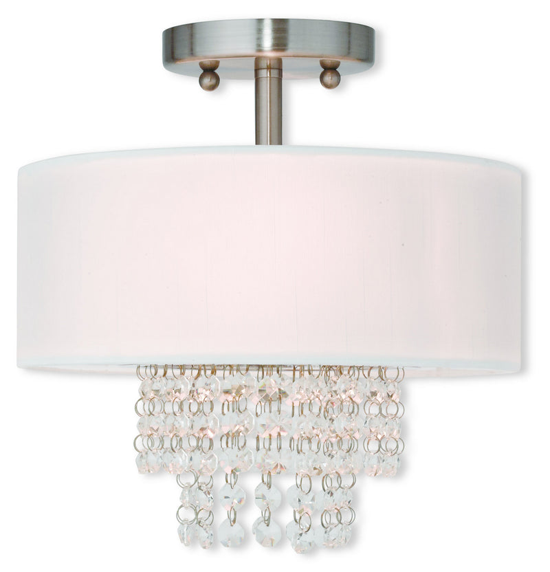 Livex Lighting 51025-91 Two Light Ceiling Mount, Brushed Nickel