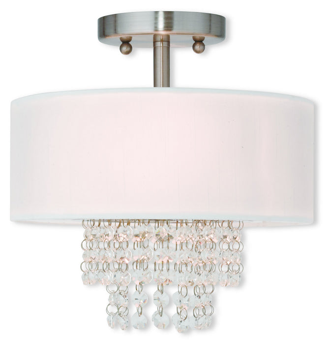 Livex Lighting 51025-91 Two Light Ceiling Mount, Brushed Nickel