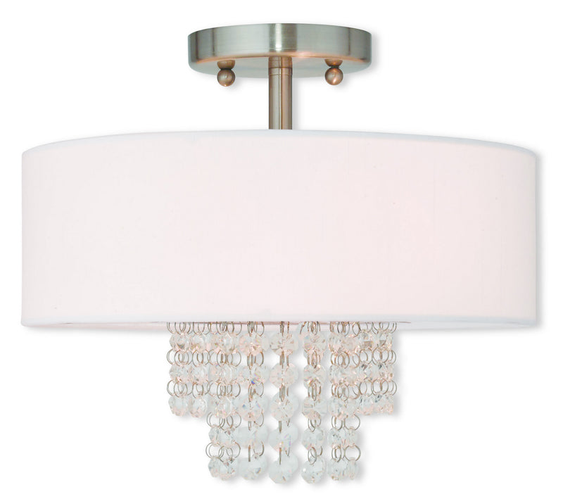 Livex Lighting 51026-91 Two Light Ceiling Mount, Brushed Nickel