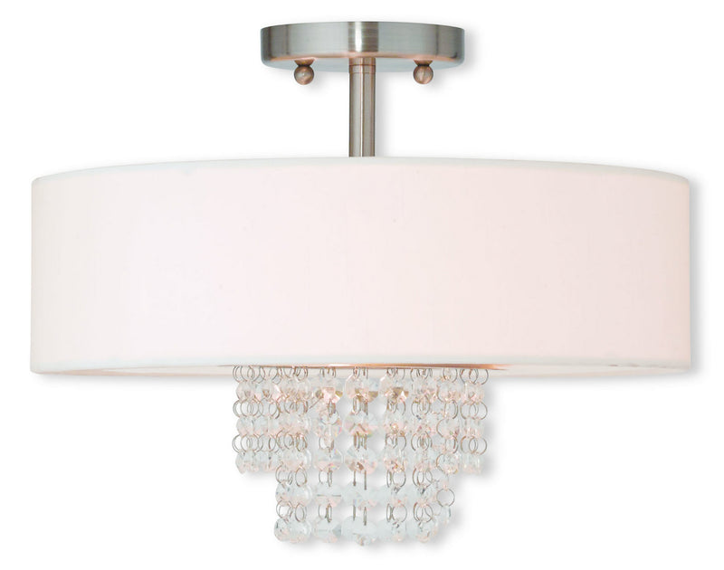 Livex Lighting 51027-91 Three Light Ceiling Mount, Brushed Nickel