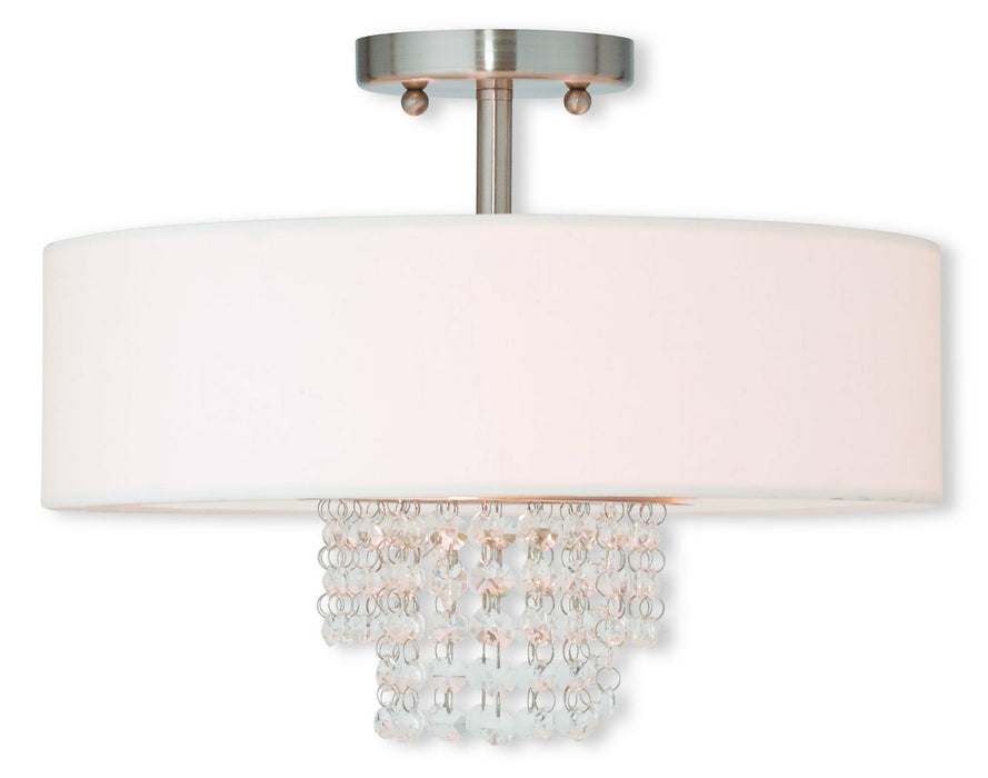 Livex Lighting 51027-91 Three Light Ceiling Mount, Brushed Nickel