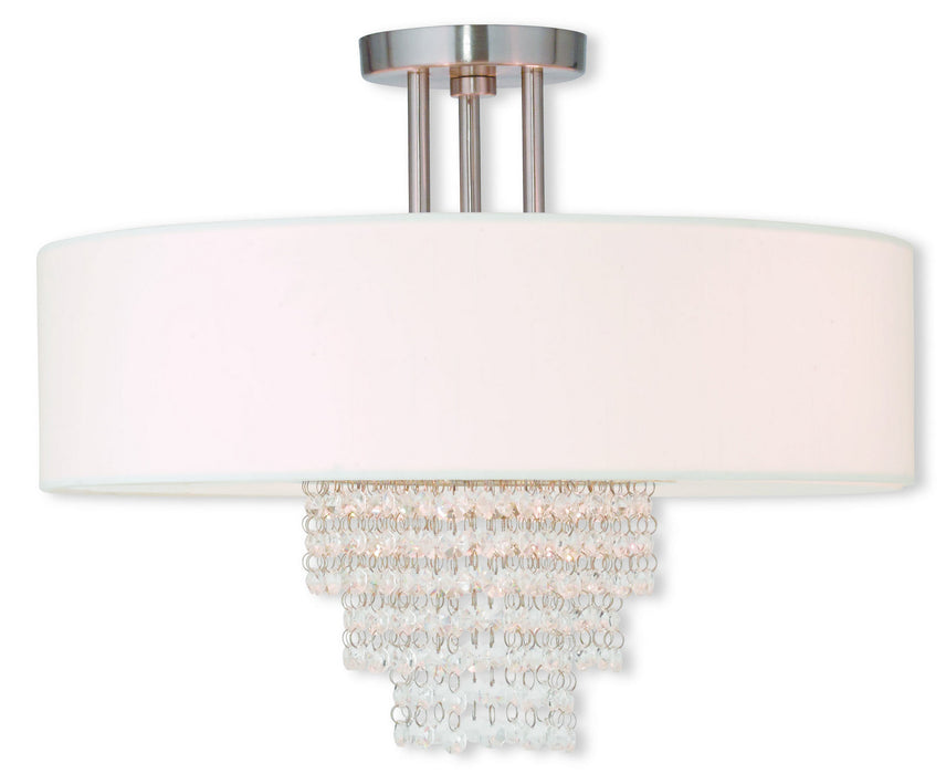 Livex Lighting 51028-91 Four Light Ceiling Mount, Brushed Nickel
