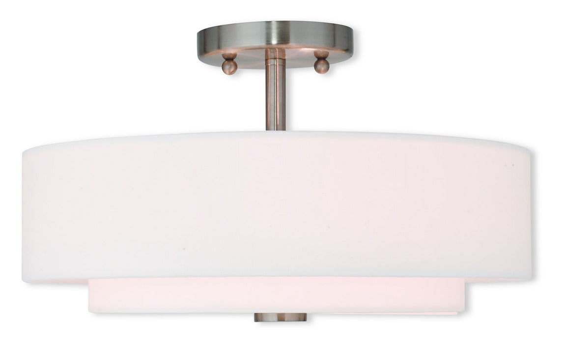 Livex Lighting 51044-91 Three Light Ceiling Mount, Brushed Nickel