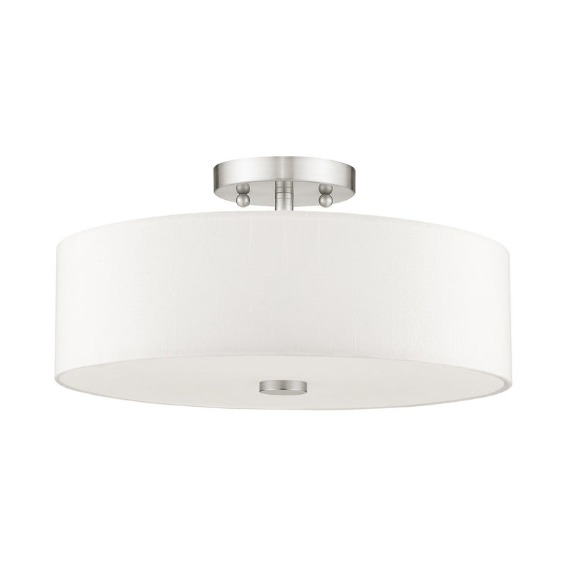 Livex Lighting 51054-91 Three Light Ceiling Mount, Brushed Nickel