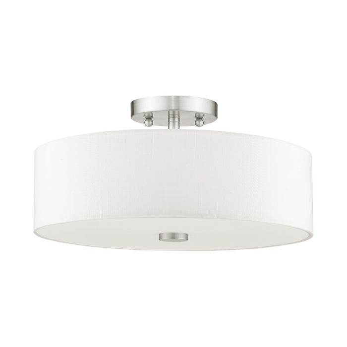 Livex Lighting 51054-91 Three Light Ceiling Mount, Brushed Nickel