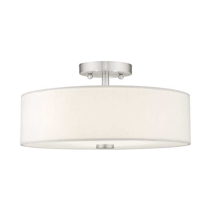 Livex Lighting 51054-91 Three Light Ceiling Mount, Brushed Nickel