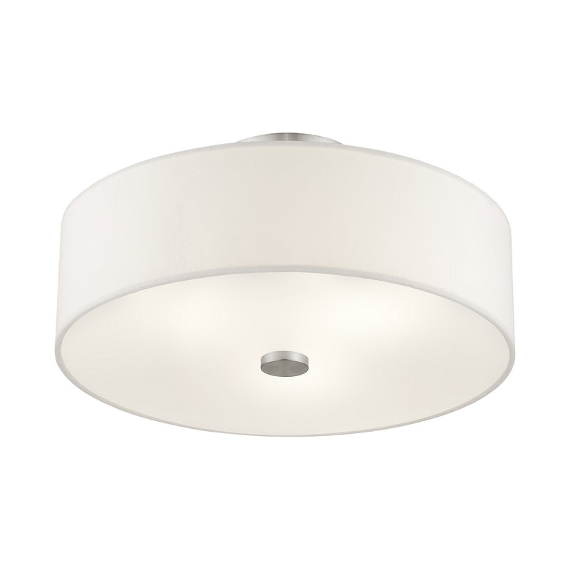 Livex Lighting 51054-91 Three Light Ceiling Mount, Brushed Nickel