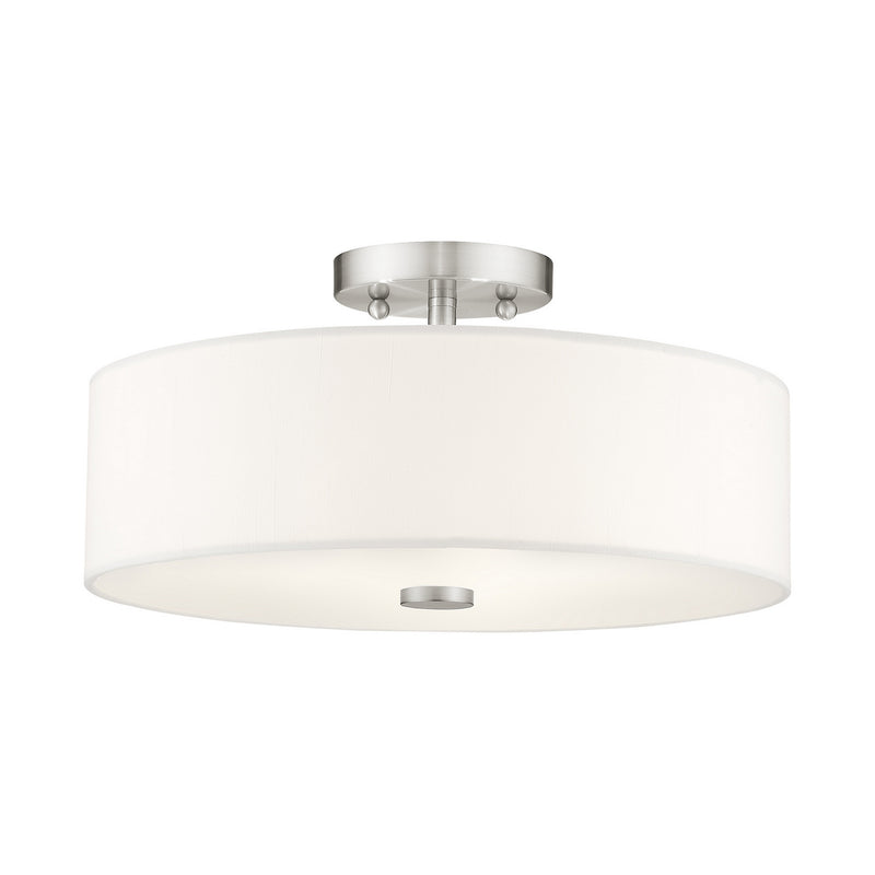 Livex Lighting 51054-91 Three Light Ceiling Mount, Brushed Nickel