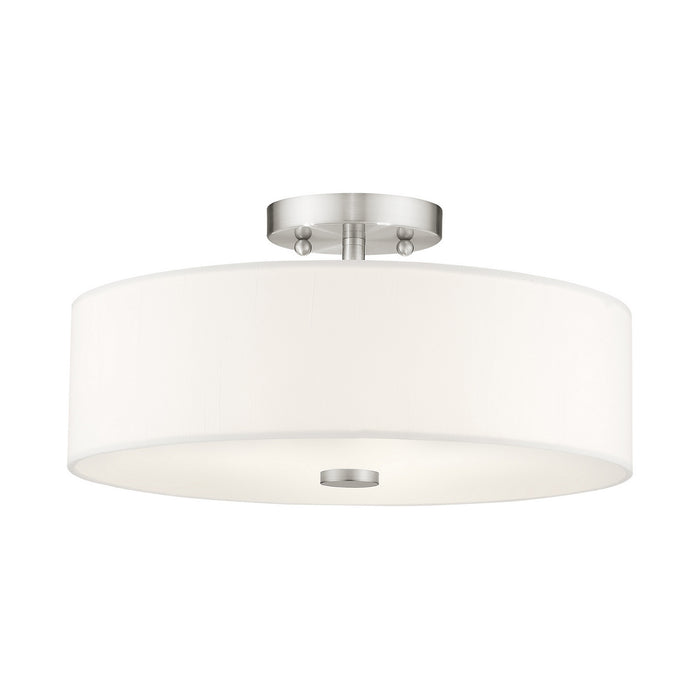 Livex Lighting 51054-91 Three Light Ceiling Mount, Brushed Nickel