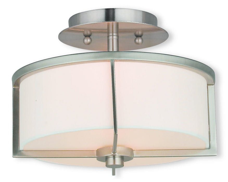 Livex Lighting 51072-91 Two Light Ceiling Mount, Brushed Nickel