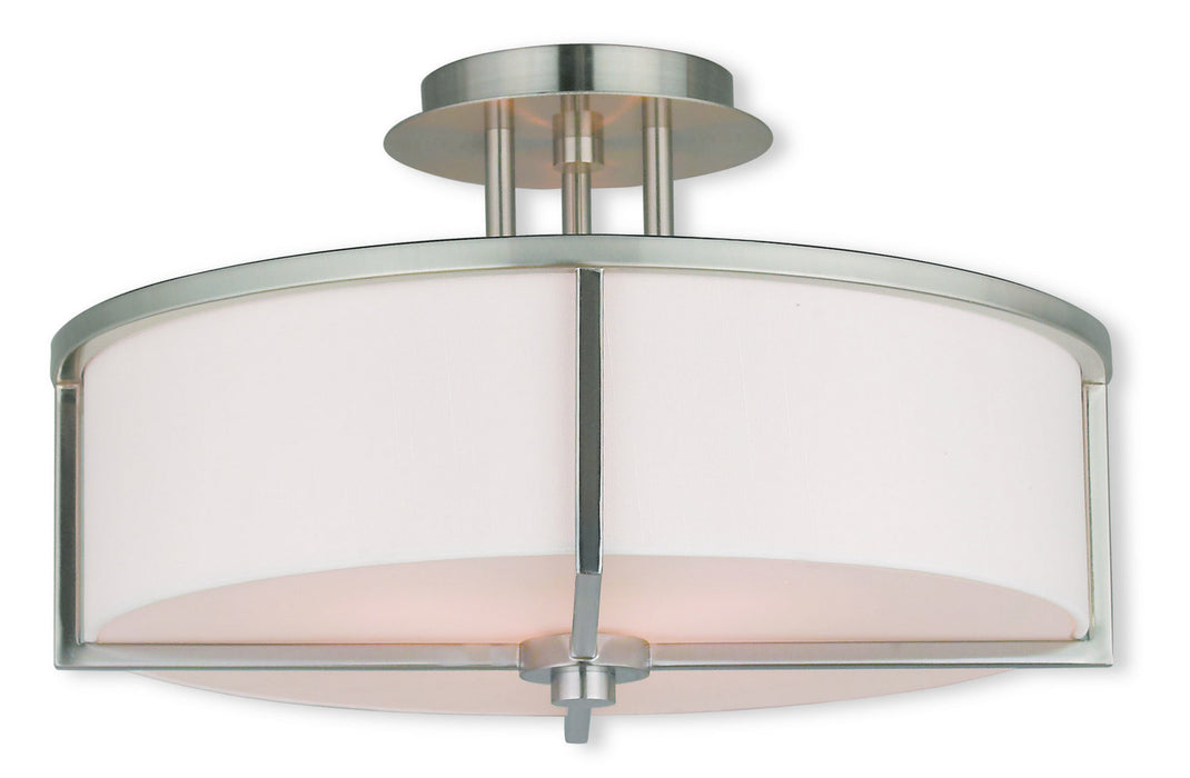 Livex Lighting 51074-91 Three Light Ceiling Mount, Brushed Nickel