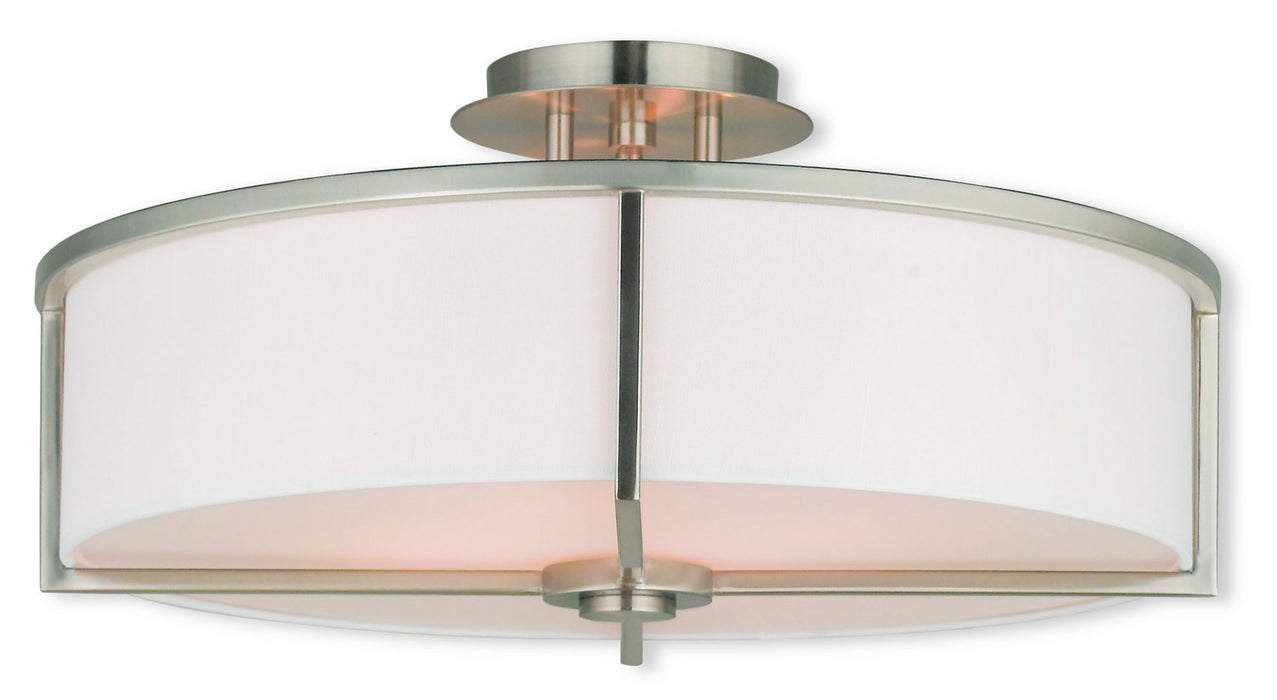 Livex Lighting 51075-91 Four Light Ceiling Mount, Brushed Nickel