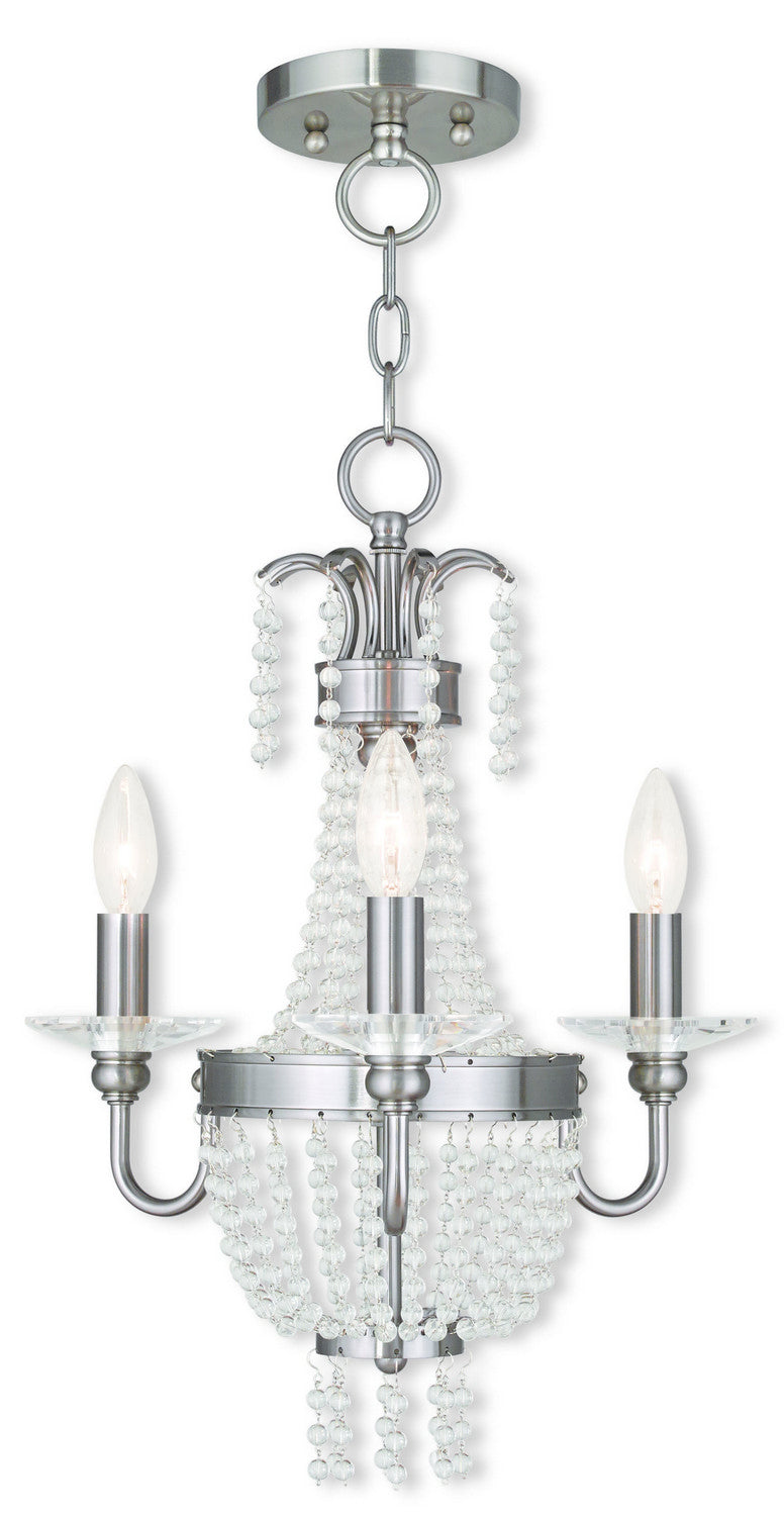 Livex Lighting 51843-91 Three Light Mini Chandelier/Ceiling Mount, Brushed Nickel