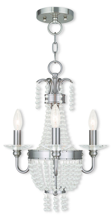 Livex Lighting 51843-91 Three Light Mini Chandelier/Ceiling Mount, Brushed Nickel