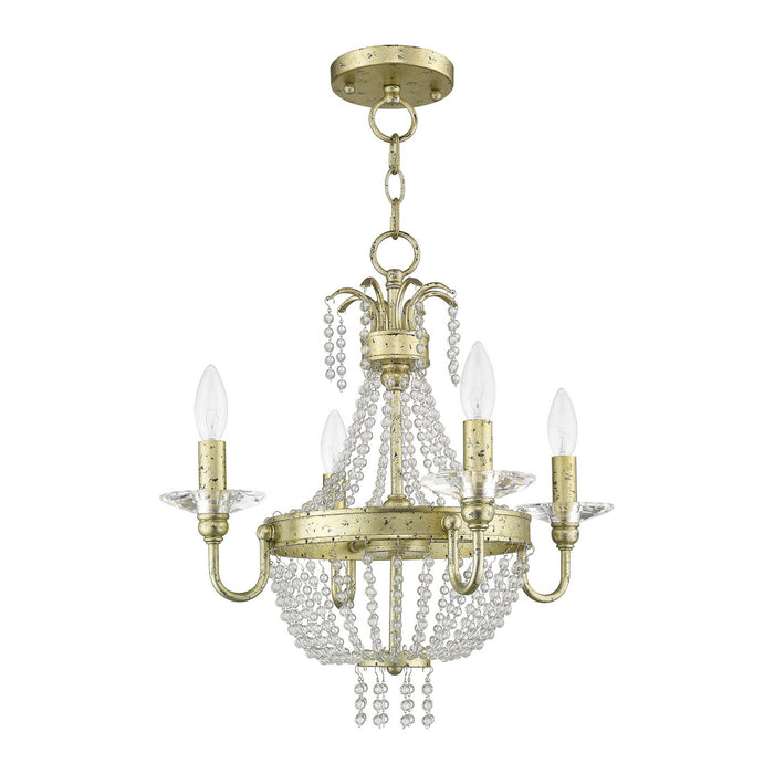 Livex Lighting 51844-28 Four Light Mini Chandelier/Ceiling Mount, Hand Applied Winter Gold