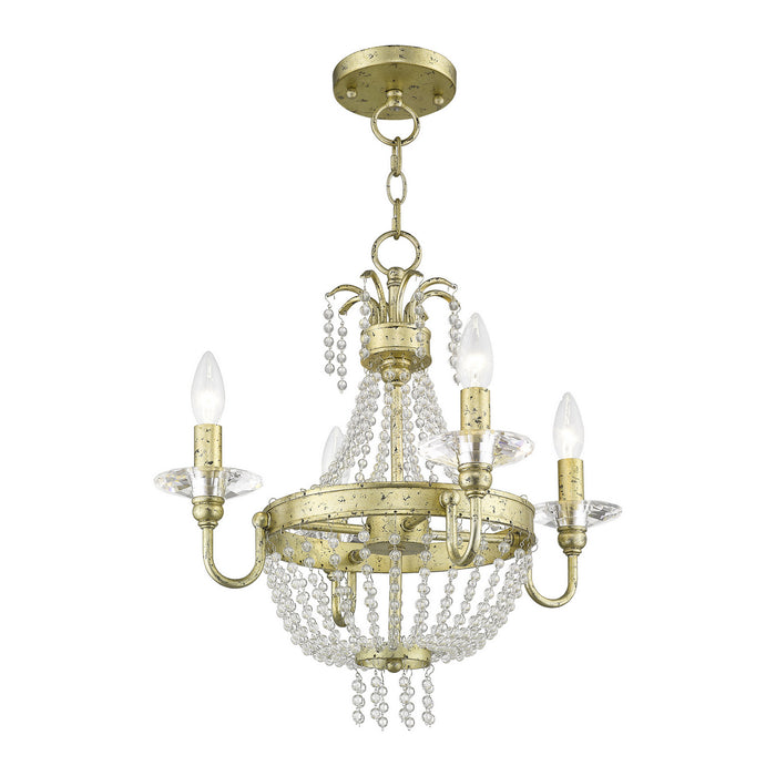 Livex Lighting 51844-28 Four Light Mini Chandelier/Ceiling Mount, Hand Applied Winter Gold