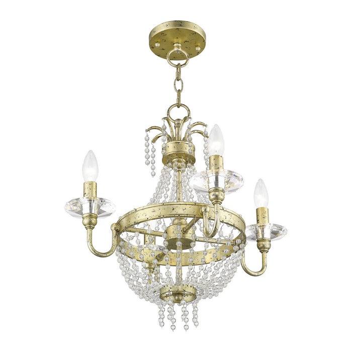Livex Lighting 51844-28 Four Light Mini Chandelier/Ceiling Mount, Hand Applied Winter Gold