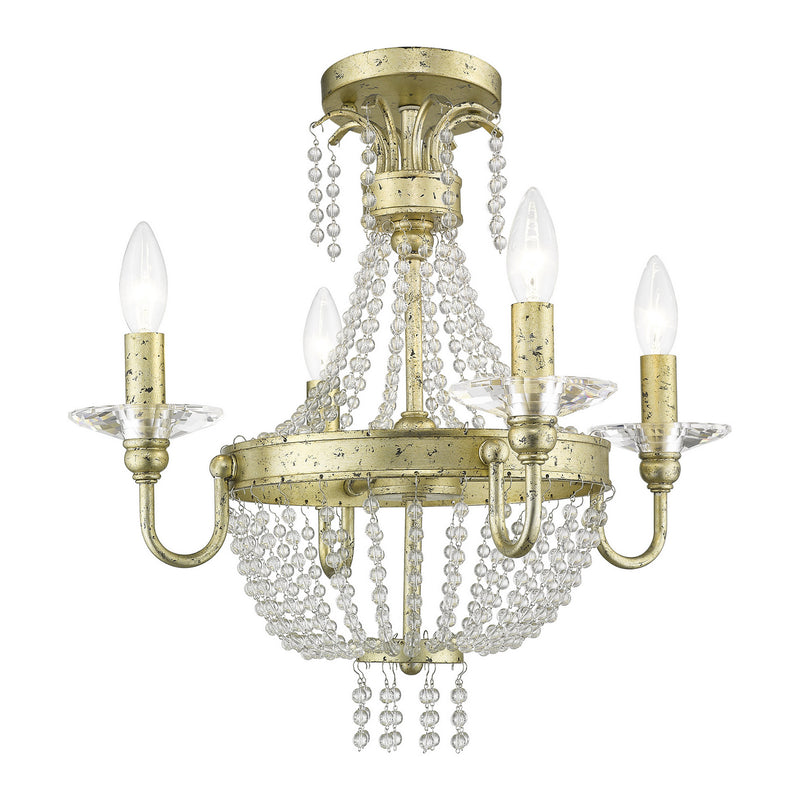 Livex Lighting 51844-28 Four Light Mini Chandelier/Ceiling Mount, Hand Applied Winter Gold