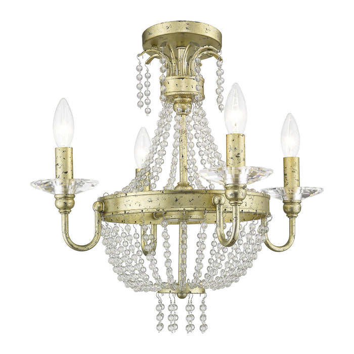 Livex Lighting 51844-28 Four Light Mini Chandelier/Ceiling Mount, Hand Applied Winter Gold