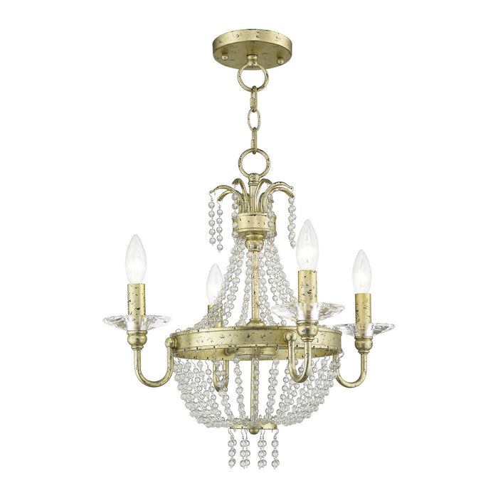 Livex Lighting 51844-28 Four Light Mini Chandelier/Ceiling Mount, Hand Applied Winter Gold