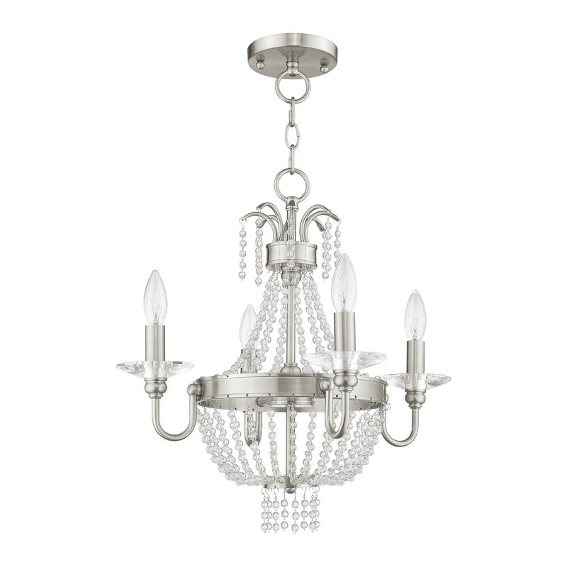 Livex Lighting 51844-91 Four Light Mini Chandelier/Ceiling Mount, Brushed Nickel