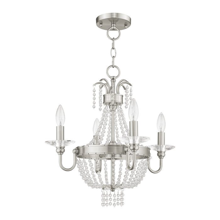 Livex Lighting 51844-91 Four Light Mini Chandelier/Ceiling Mount, Brushed Nickel