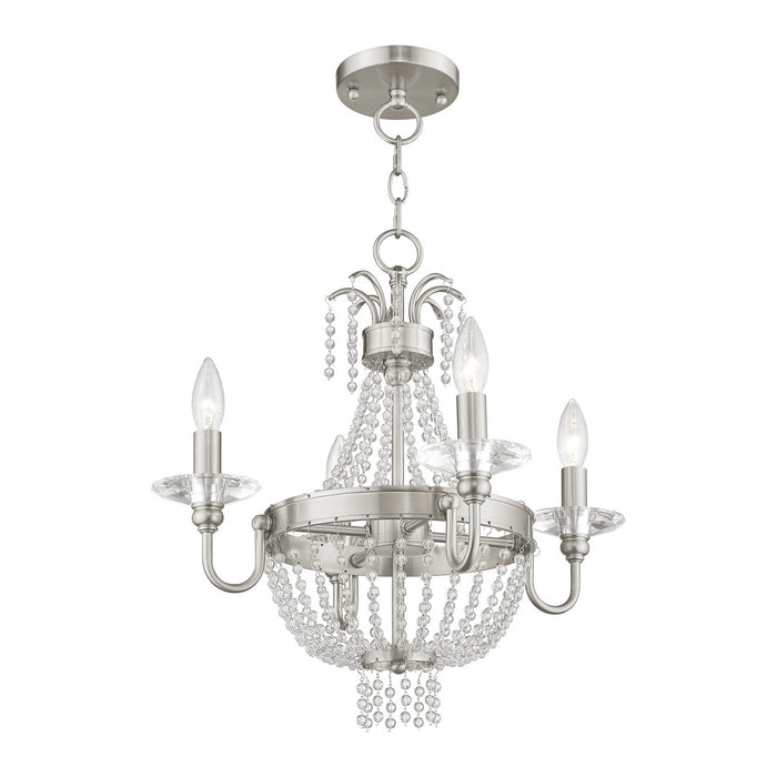 Livex Lighting 51844-91 Four Light Mini Chandelier/Ceiling Mount, Brushed Nickel