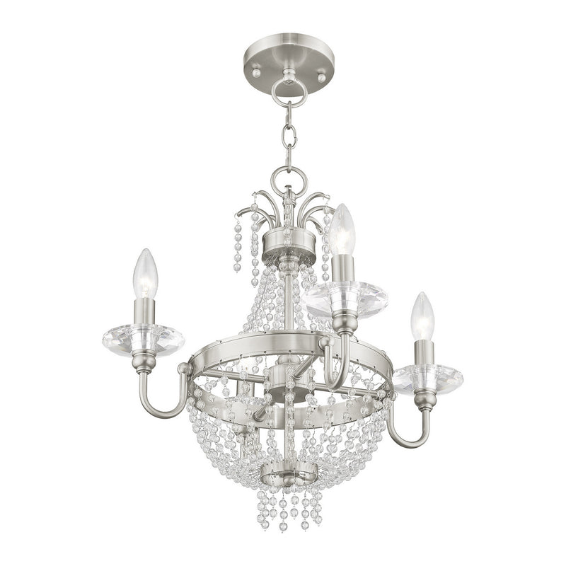 Livex Lighting 51844-91 Four Light Mini Chandelier/Ceiling Mount, Brushed Nickel