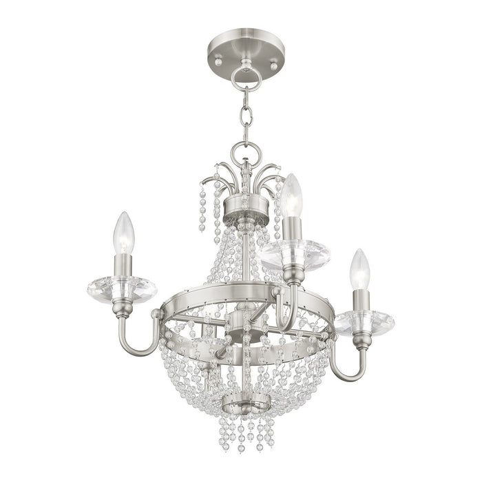 Livex Lighting 51844-91 Four Light Mini Chandelier/Ceiling Mount, Brushed Nickel