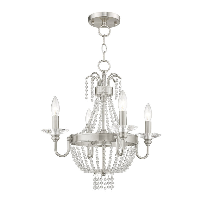 Livex Lighting 51844-91 Four Light Mini Chandelier/Ceiling Mount, Brushed Nickel