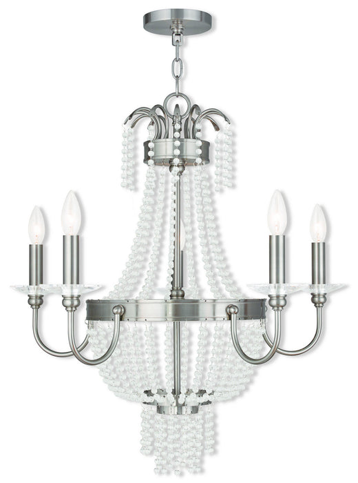 Livex Lighting 51845-91 Five Light Chandelier, Brushed Nickel
