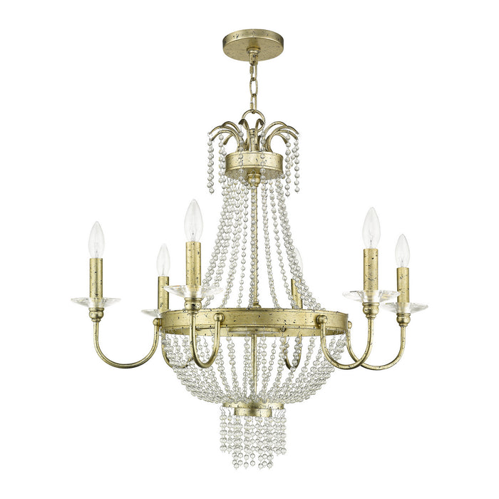 Livex Lighting 51846-28 Six Light Chandelier, Hand Applied Winter Gold