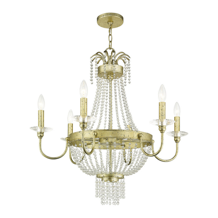 Livex Lighting 51846-28 Six Light Chandelier, Hand Applied Winter Gold
