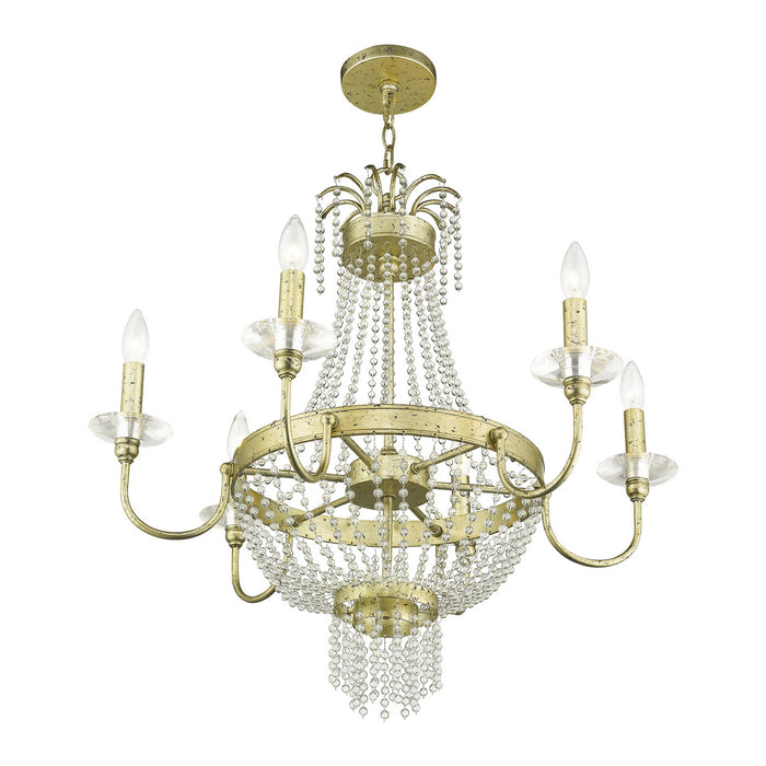 Livex Lighting 51846-28 Six Light Chandelier, Hand Applied Winter Gold