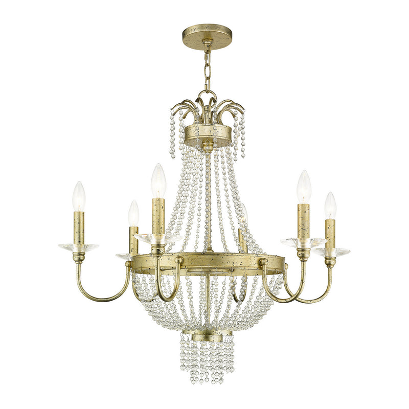 Livex Lighting 51846-28 Six Light Chandelier, Hand Applied Winter Gold