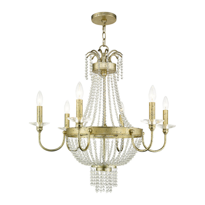 Livex Lighting 51846-28 Six Light Chandelier, Hand Applied Winter Gold
