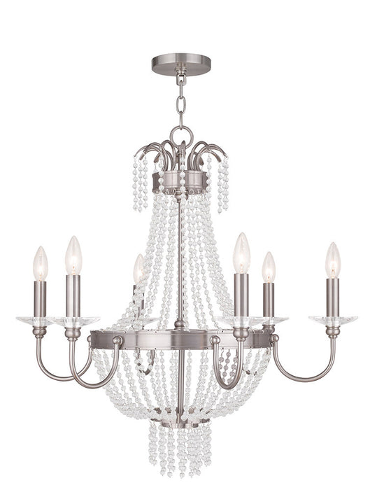 Livex Lighting 51846-91 Six Light Chandelier, Brushed Nickel
