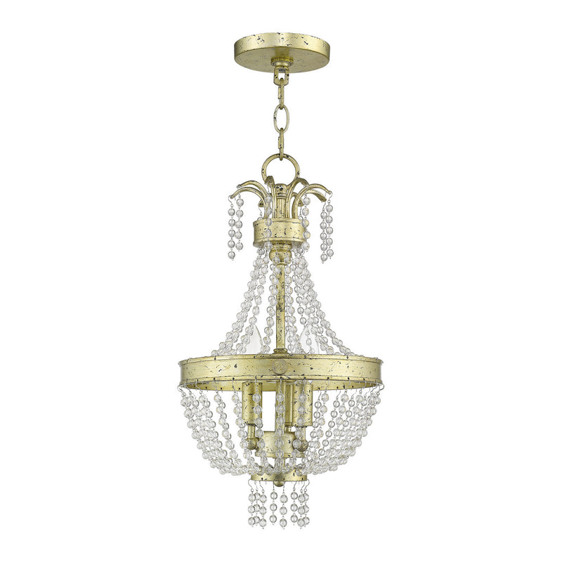 Livex Lighting 51853-28 Three Light Pendant, Hand Applied Winter Gold