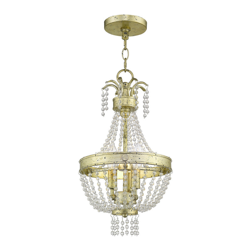 Livex Lighting 51853-28 Three Light Pendant, Hand Applied Winter Gold