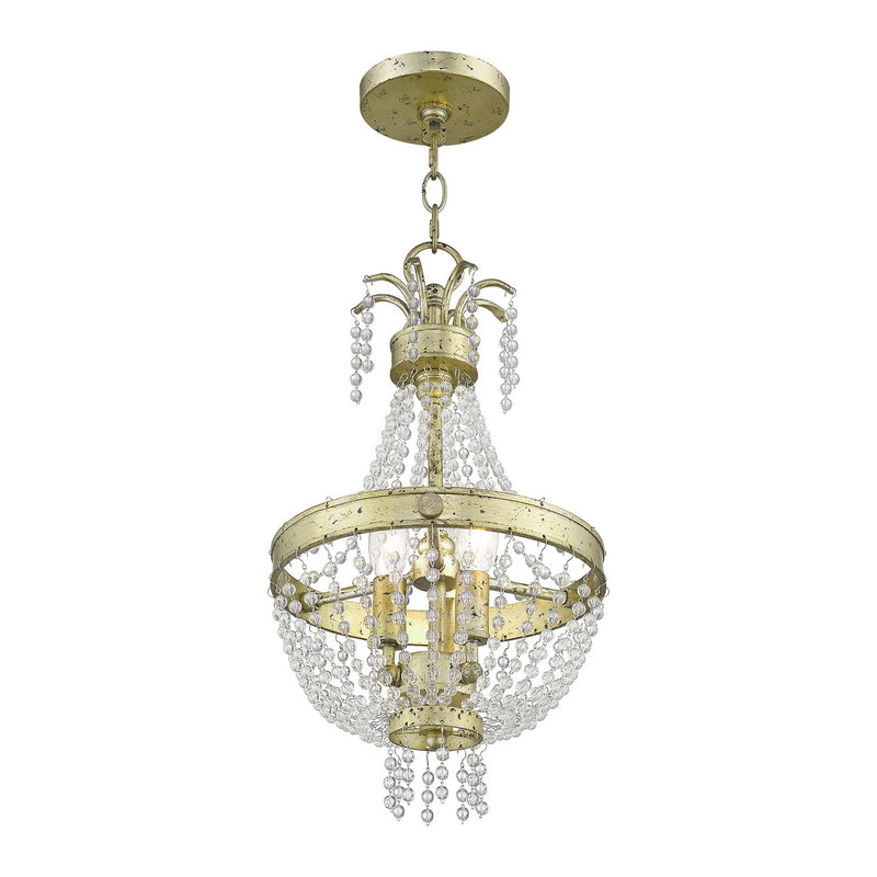 Livex Lighting 51853-28 Three Light Pendant, Hand Applied Winter Gold
