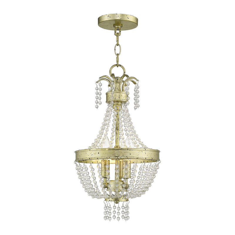 Livex Lighting 51853-28 Three Light Pendant, Hand Applied Winter Gold