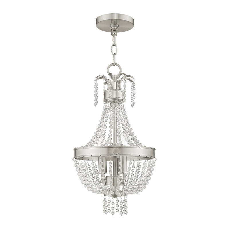 Livex Lighting 51853-91 Three Light Pendant, Brushed Nickel