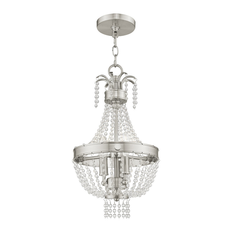 Livex Lighting 51853-91 Three Light Pendant, Brushed Nickel