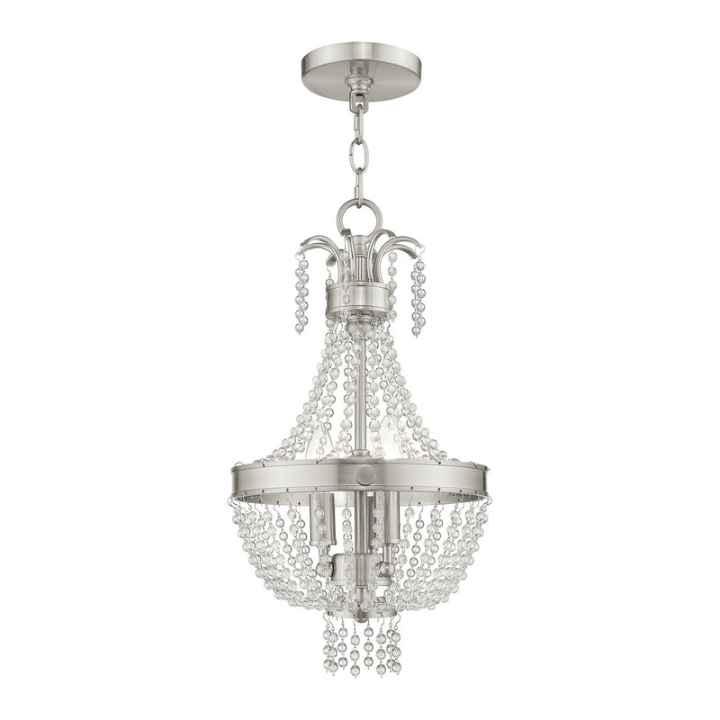 Livex Lighting 51853-91 Three Light Pendant, Brushed Nickel