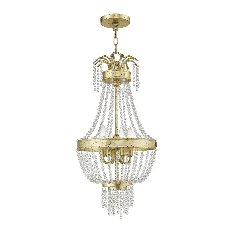 Livex Lighting 51854-28 Four Light Pendant, Hand Applied Winter Gold