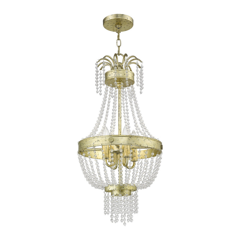 Livex Lighting 51854-28 Four Light Pendant, Hand Applied Winter Gold