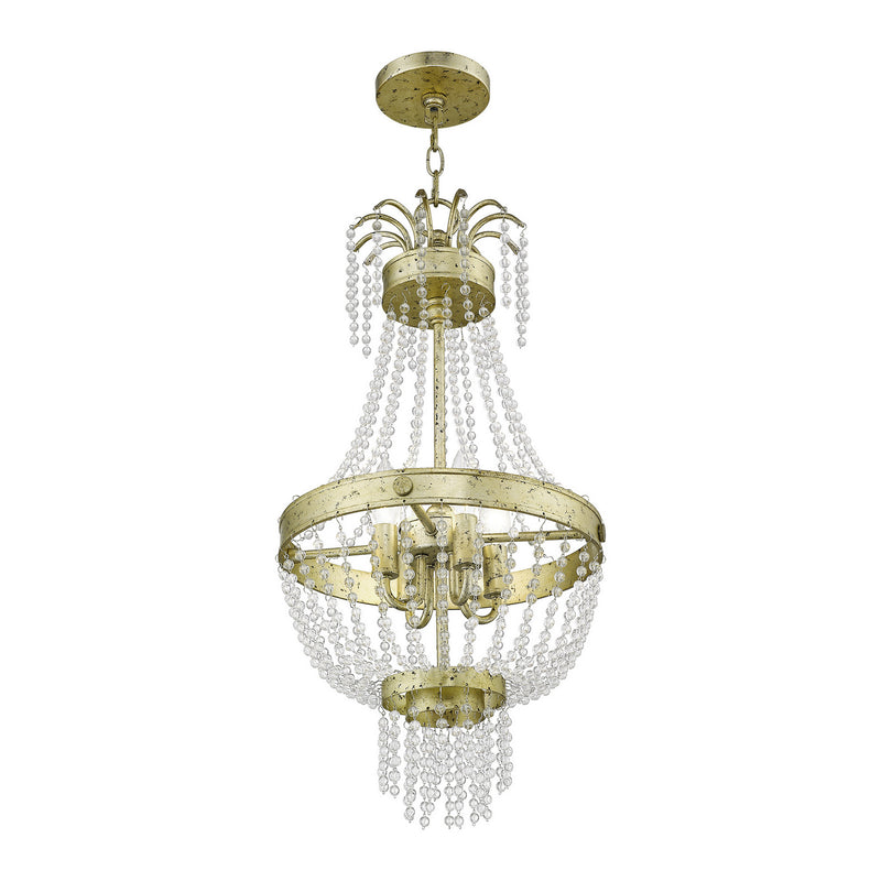 Livex Lighting 51854-28 Four Light Pendant, Hand Applied Winter Gold